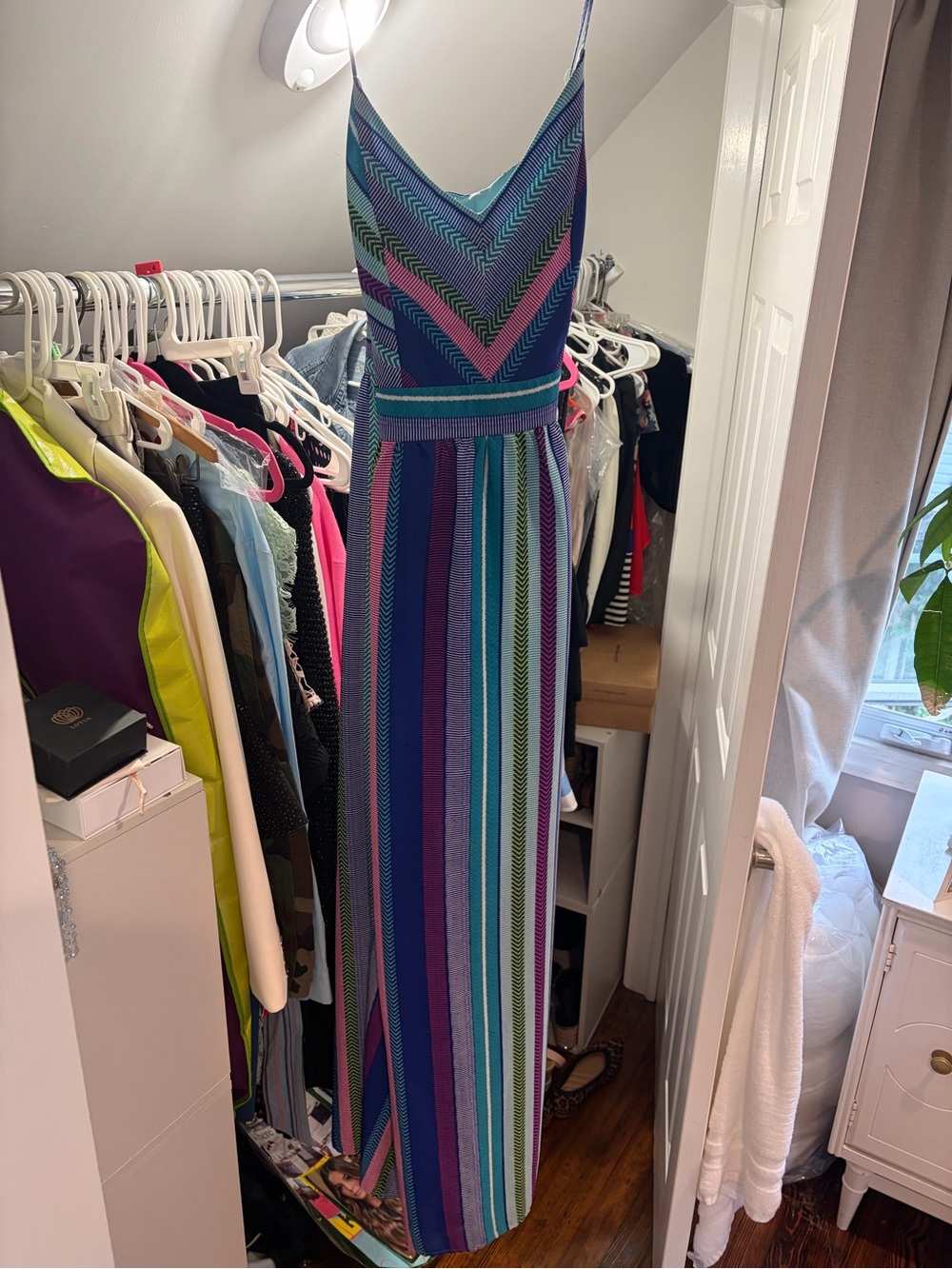 hello miss Multicolor Striped V-Neck Maxi Dress